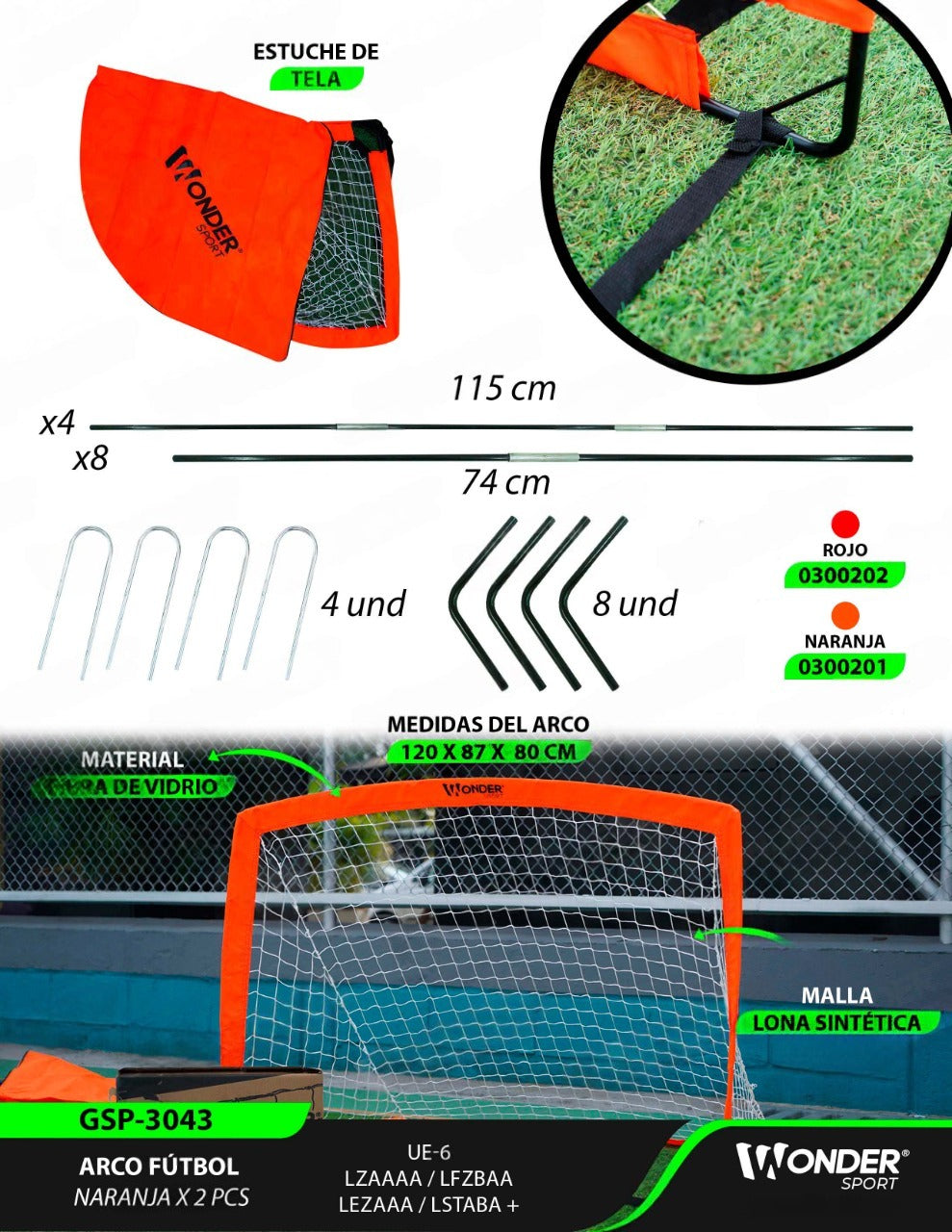 ARCO FÚTBOL NARANJA X2 PCS