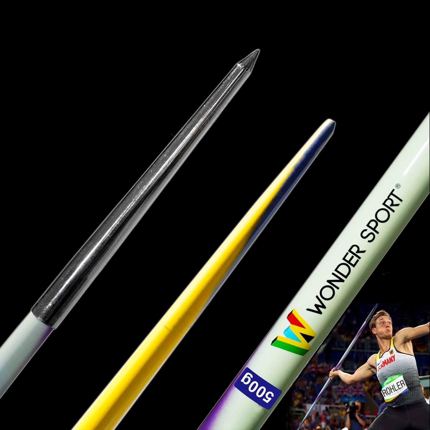 Jabalina Lanza De Competencia Wonder Atletismo De 500 Gr