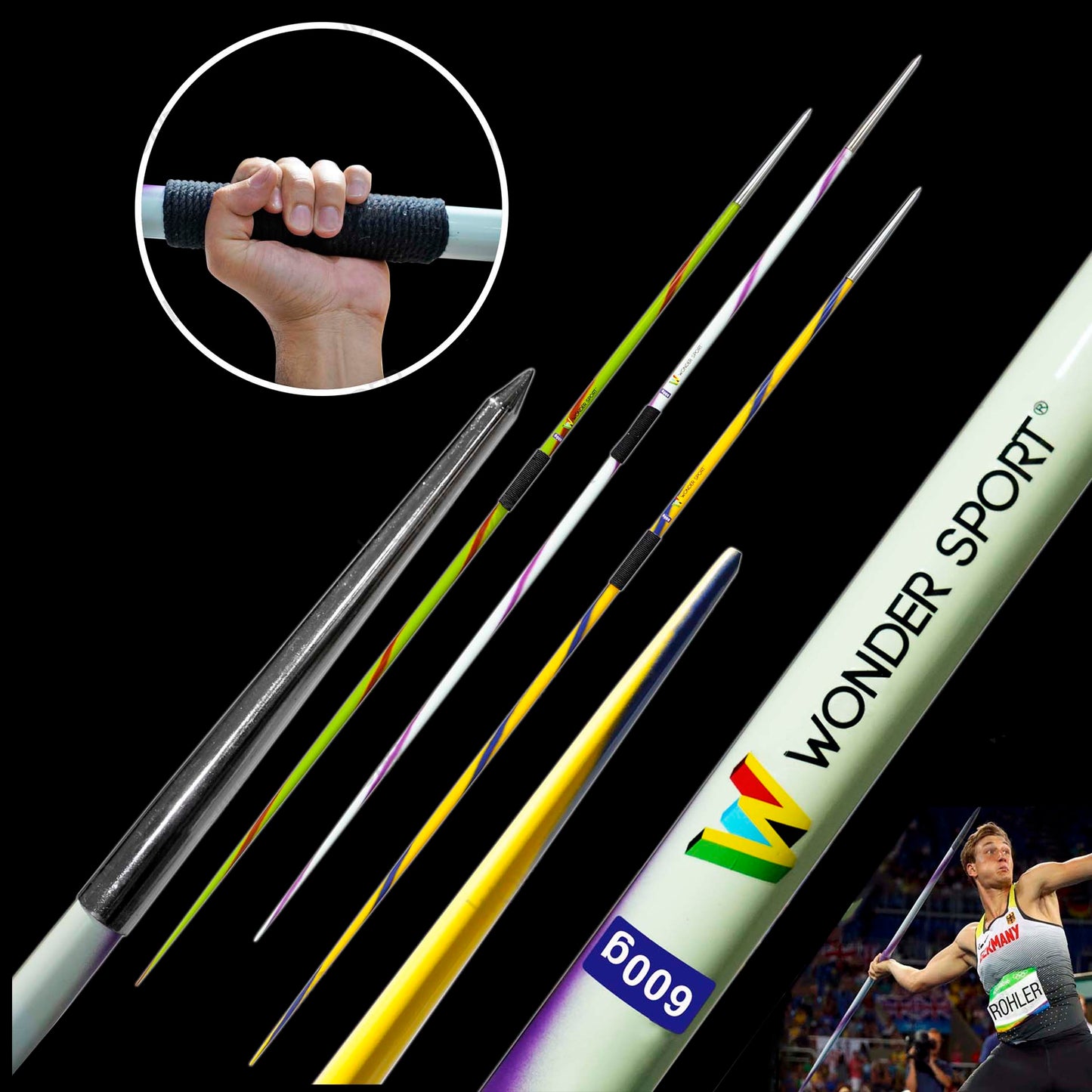 Jabalina Lanza De Competencia Wonder Atletismo De 600 Gr