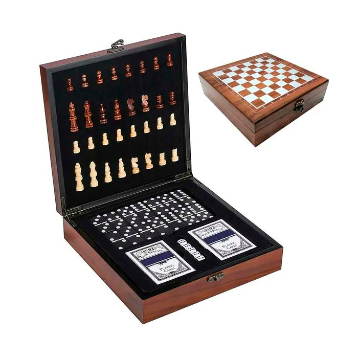 Juego de Ajedrez 4 en 1 Domino Cartas
