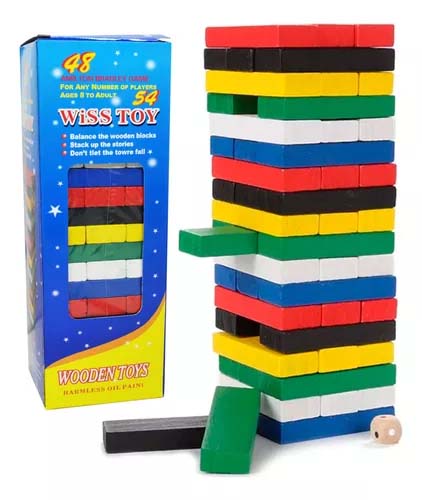 Juego Jenga De Madera Pequeño Portable 54 Piezas