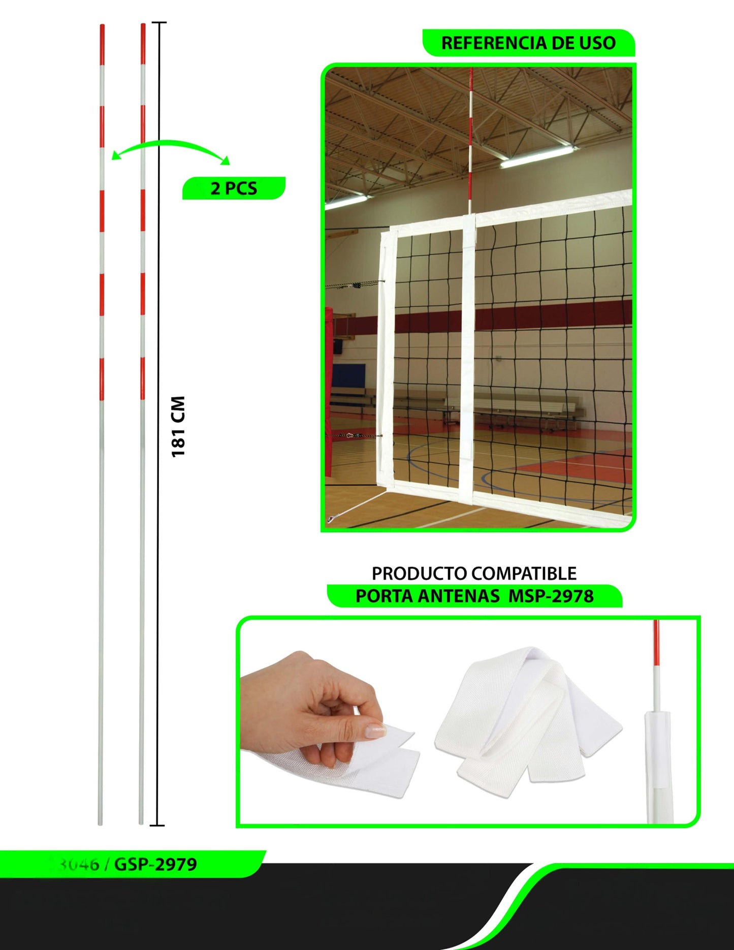 Antenas para Voleibol Par UE-50 – Regulación Oficial 1.81 m