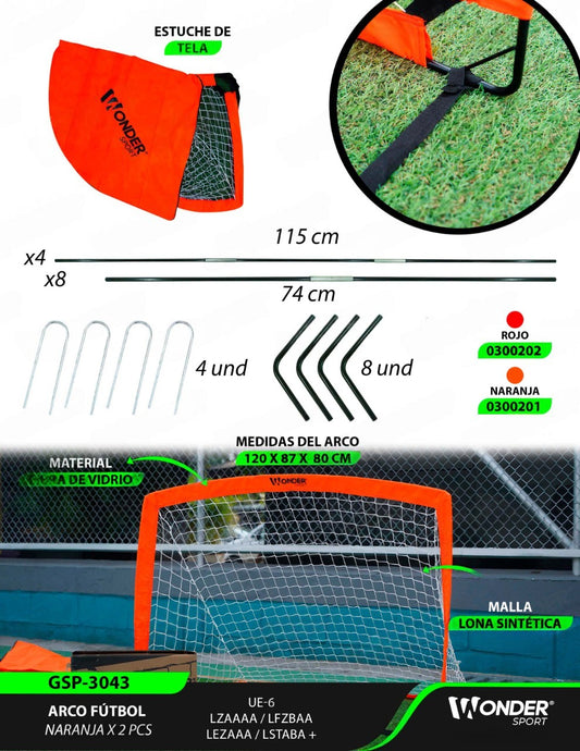 ARCO FÚTBOL NARANJA X2 PCS