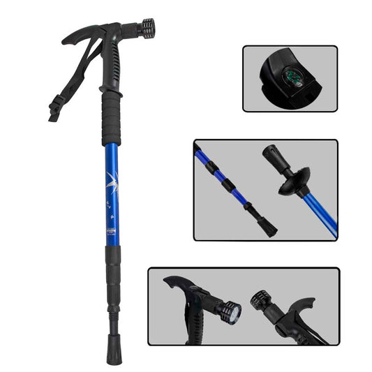 Bastón de Senderismo Trekking Con Luz LED y Brújula
