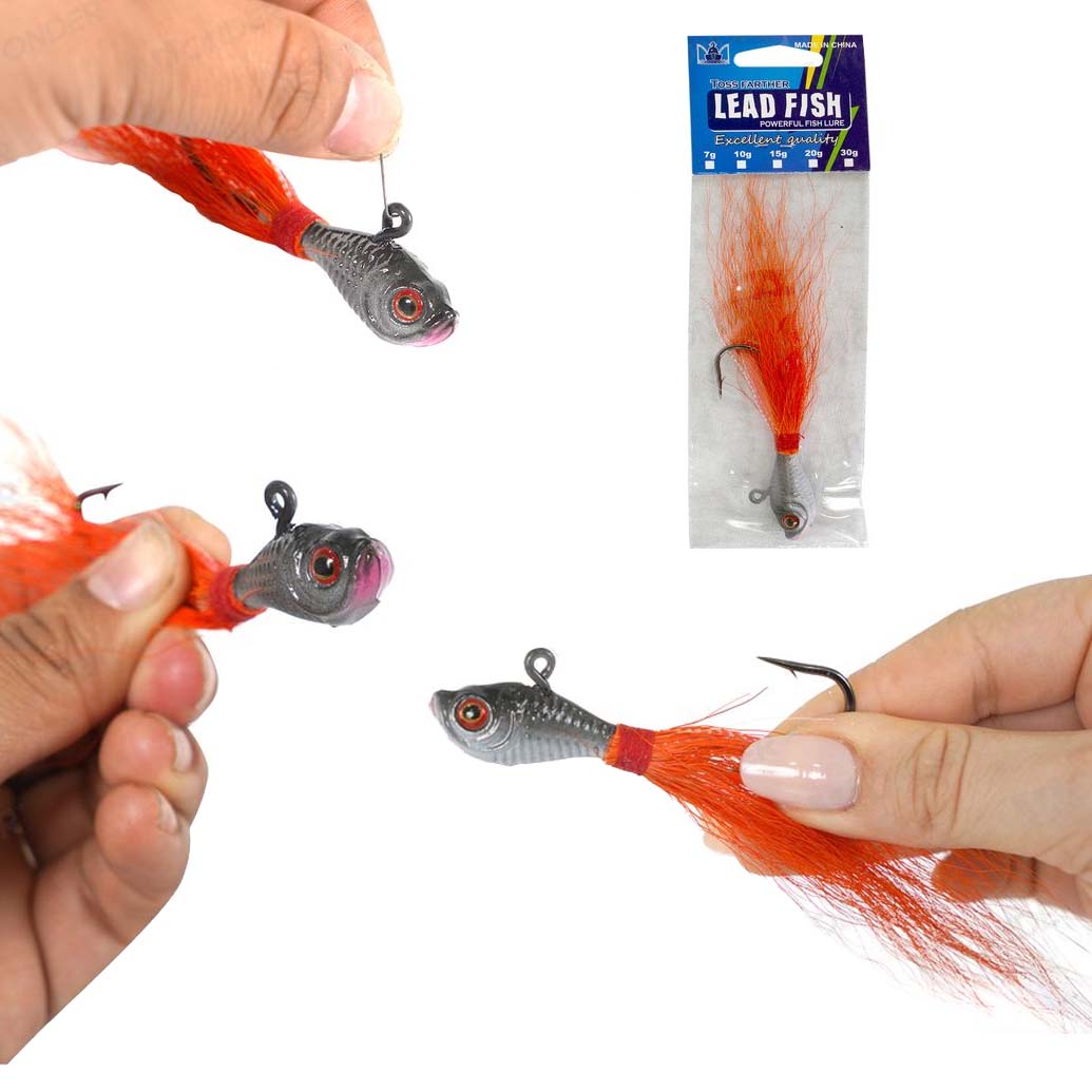 Señuelo de Pesca Plomado Tipo Jig con Plumas 30g