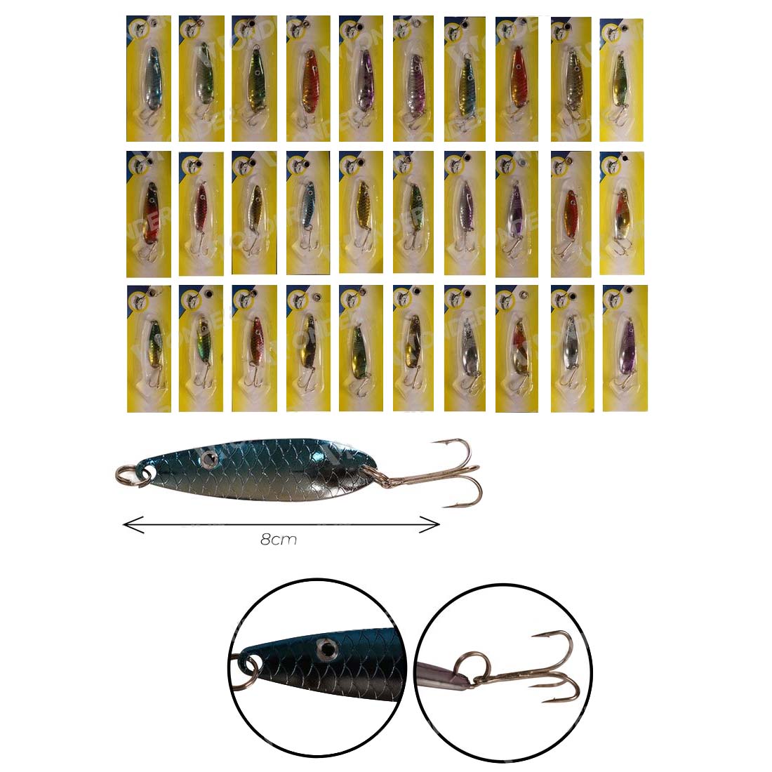 Señuelo Cuchara de Pesca 8 cm con Anzuelo Triple