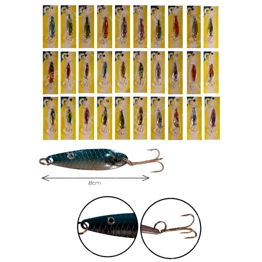 Señuelo Cuchara de Pesca 8 cm con Anzuelo Triple