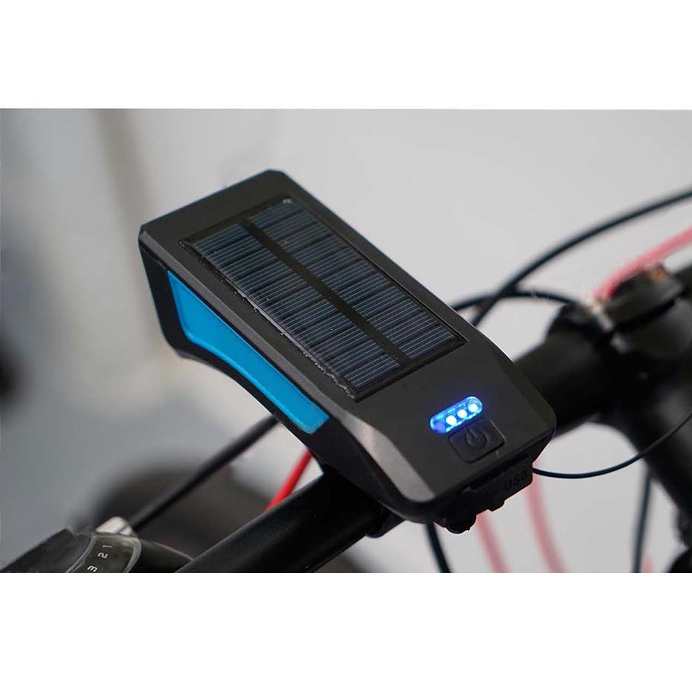 Luz Led Delantera Con Panel Solar Para Bicicleta