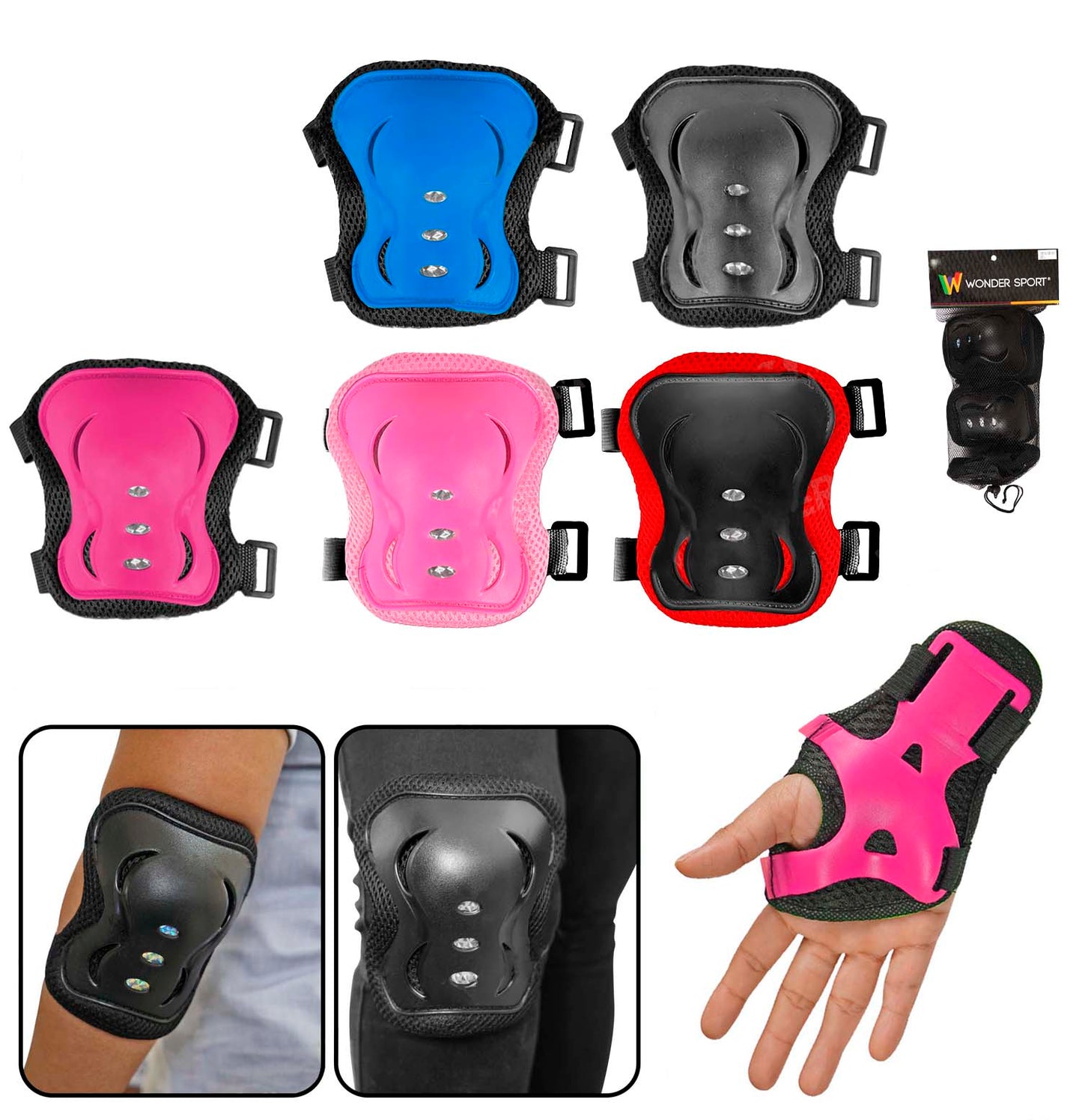 Set De Protección Para Patinaje Rodilleras Coderas Y Muñequeras Infantil Junior