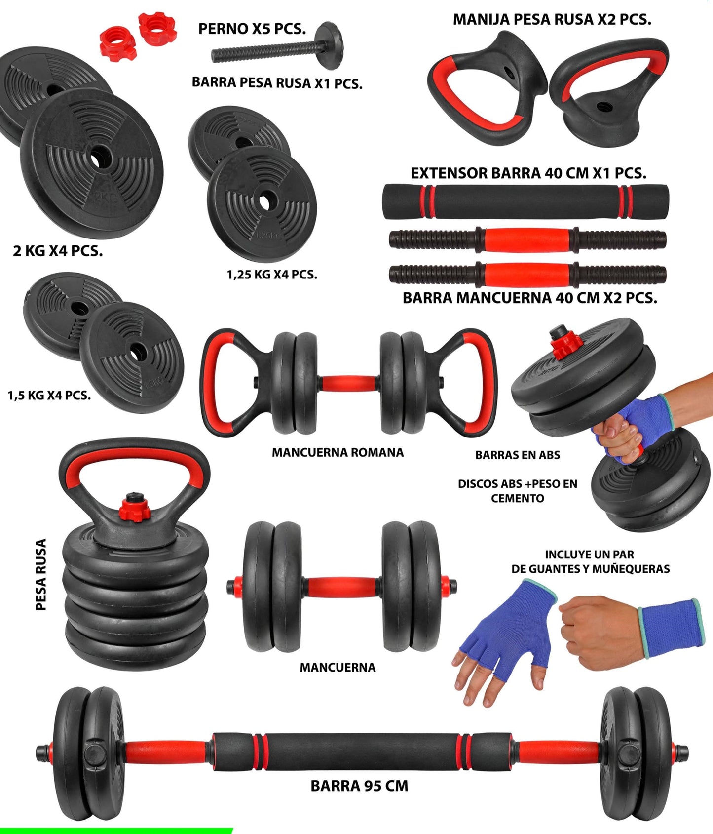 Set de mancuernas profesionales multiusos